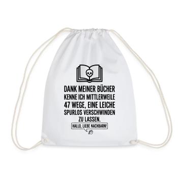 Krimi & Bücherwurm Thriller Hallo Nachbar - Turnbeutel - Weiß - Vorne