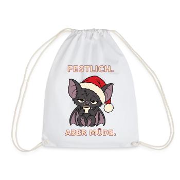 Weihnachtsfledermaus mit Espresso – Festlich aber  - Turnbeutel - Weiß - Vorne