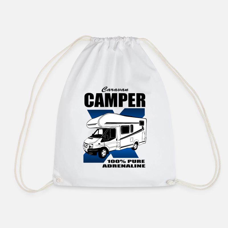 Wohnmobil - Caravan - Camping - Camper - Turnbeutel - Weiß