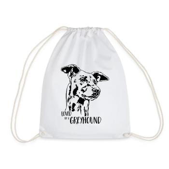 Loved by a GREYHOUND dog saying Greyhound Wilsigns - Drawstring Bag - white - Front