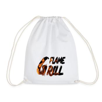 Flame Grill Fire Lettering BBQ Design - Drawstring Bag - white - Front
