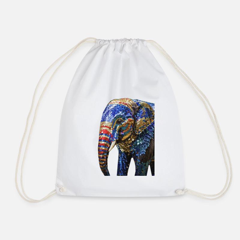 elefant,pailletten,elefant mit pailletten,gold, - Turnbeutel - Weiß