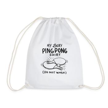 Lucky Ping Pong Shirt Tischtennis Sport Geschenk - Turnbeutel - Weiß - Vorne