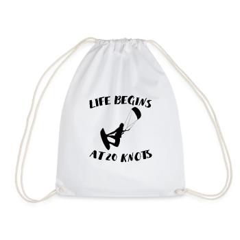 Life begins at 20 knots Geschenk Kitesurfer - Sac de sport léger - blanc - Devant