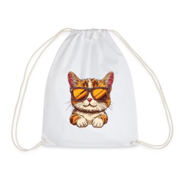 Katze mit Sonnenbrille - Turnbeutel - Weiß - Vorne