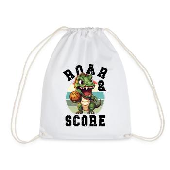 Basketball Dino T-Rex Player Sports Comic Cartoon - Drawstring Bag - white - Front