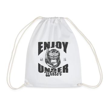 Snorkeling Diving Equipment Monkey Enjoy under Water - Drawstring Bag - white - Front