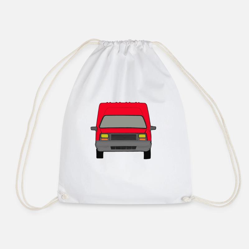 Red French Van - Drawstring Bag - white