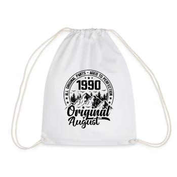 1990 August Original: 34 Years Anniversary Gift - Drawstring Bag - white - Front