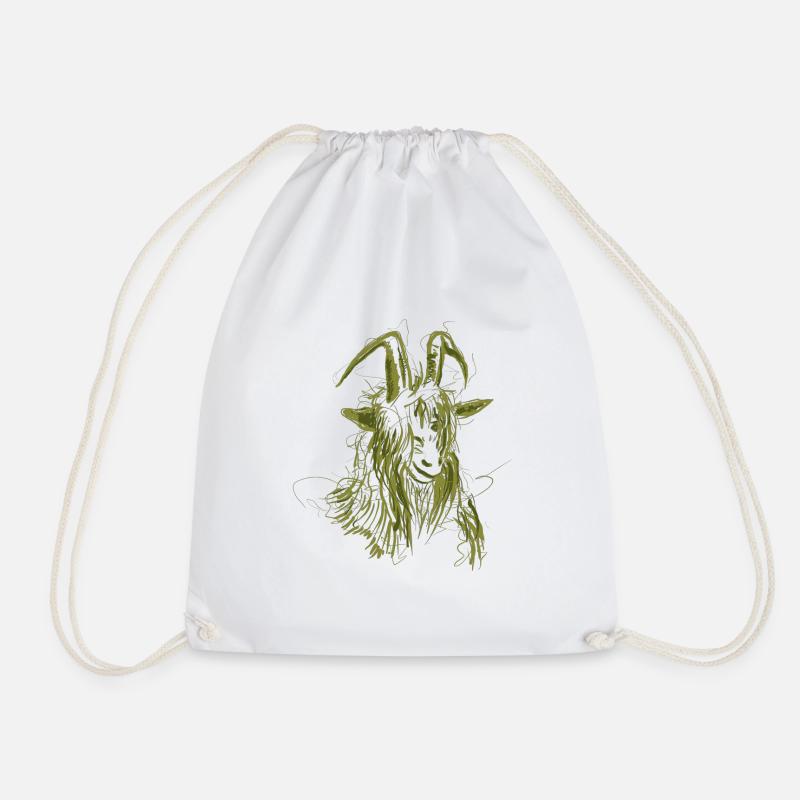 goat (green) - Drawstring Bag - white