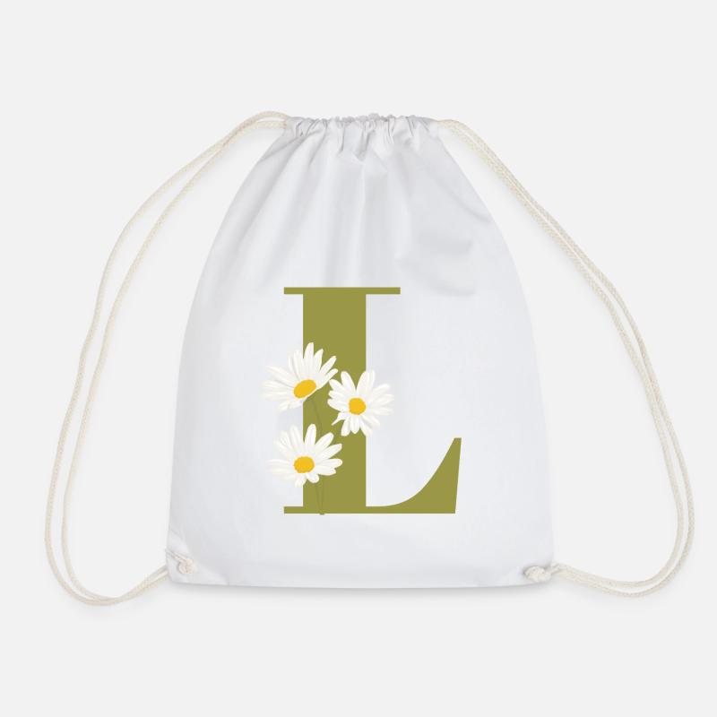 Buchstabe l Grüne Gänseblümchen - Turnbeutel - Weiß