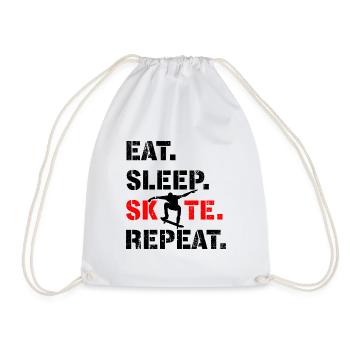 skate - skateboard - skater - eat sleep repeat - Drawstring Bag - white - Front