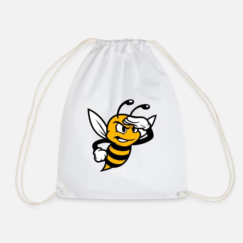 Bee looks into the distance - Drawstring Bag - white