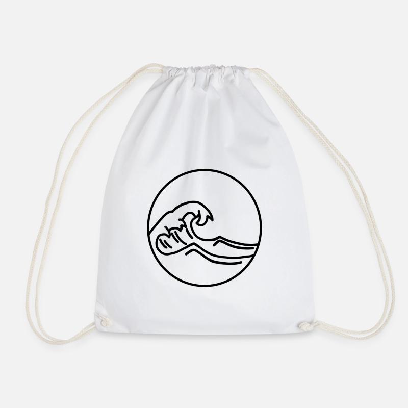 Waves - black - Drawstring Bag - white