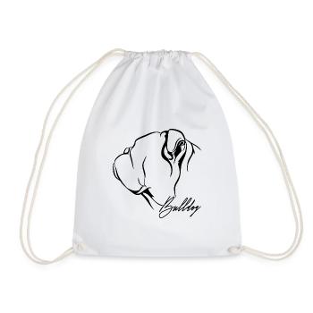 BULLDOG Profile Dogs Dog Wilsigns - Drawstring Bag - white - Front