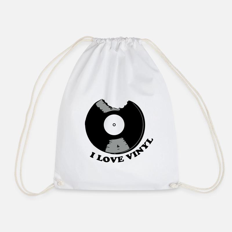 I Love Vinyl - Drawstring Bag - white