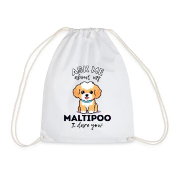 Posez-moi des questions sur mon Maltipoo – Drôle de propriétaire de chien Dare - Sac de sport léger - blanc - Devant
