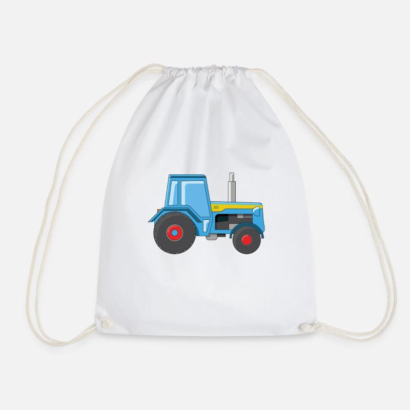 Blue tractor illustration - Drawstring Bag - white