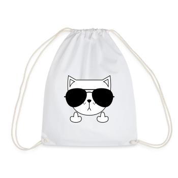 Cute Cat Icon | Sunglasses | Middle Finger - Sac de sport léger - blanc - Devant