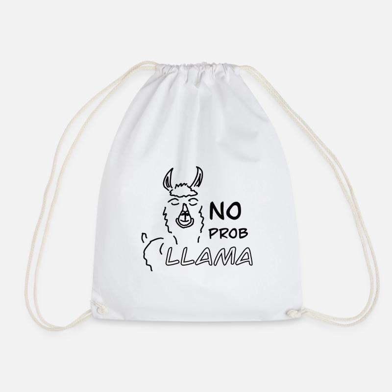 No Prob LLAMA - Drawstring Bag - white