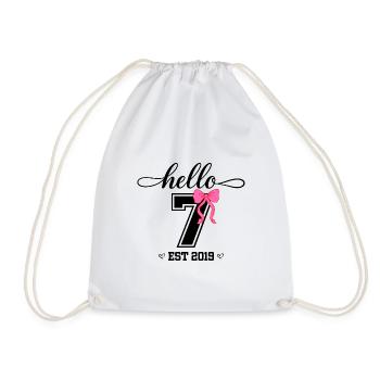 Hello 7 Est 2019 Mädchen Geburtstag Design - Turnbeutel - Weiß - Vorne