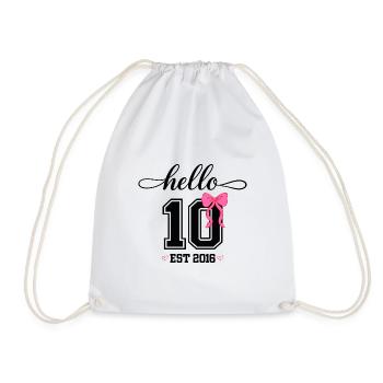Hello 10 Est 2016 Girls Birthday Design - Drawstring Bag - white - Front