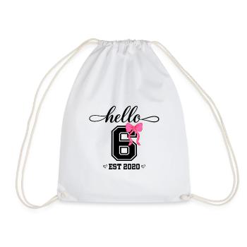 Hello 6 Est 2020 Mädchen Geburtstag Design - Turnbeutel - Weiß - Vorne