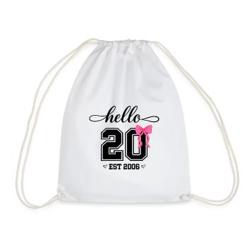Hello 20 Est 2006 Women's Birthday Design - Drawstring Bag - white - Front