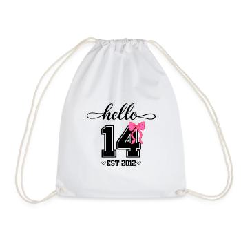 Hello 14 Est 2012 Mädchen Geburtstag Design - Turnbeutel - Weiß - Vorne