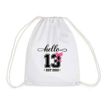 Hello 13 Est 2013 Mädchen Geburtstag Design - Turnbeutel - Weiß - Vorne