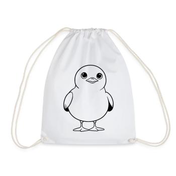 Baffled Seagull – Funny Cartoon Animal Design - Drawstring Bag - white - Front