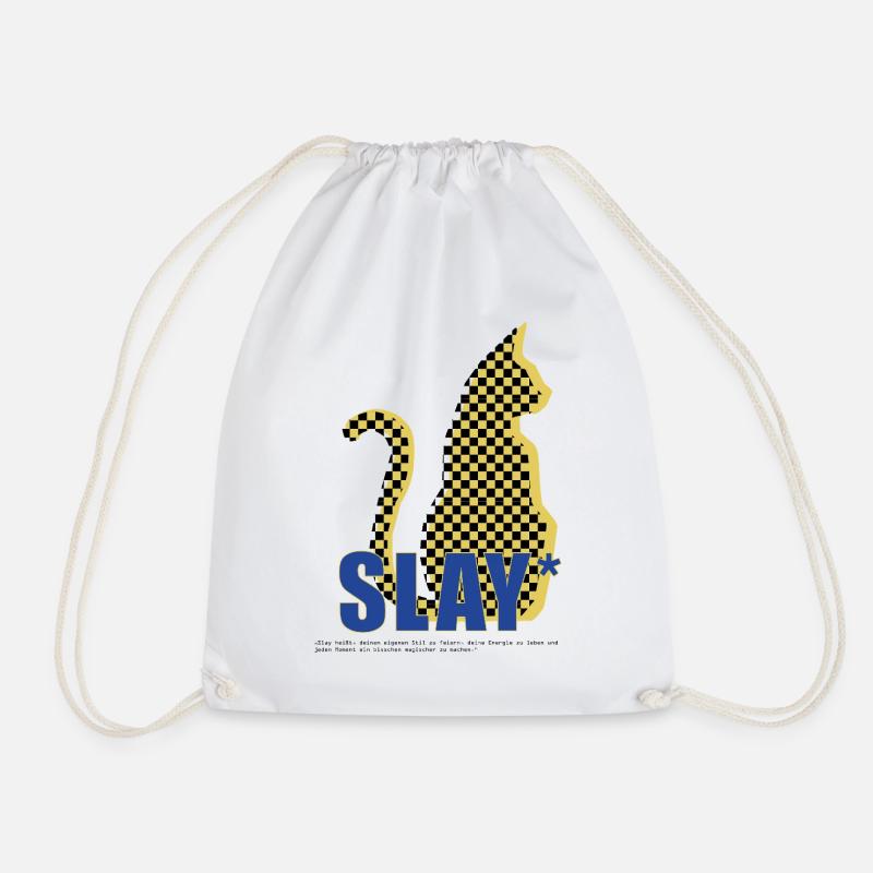 Slay Katze Checker Silhouette - Turnbeutel - Weiß