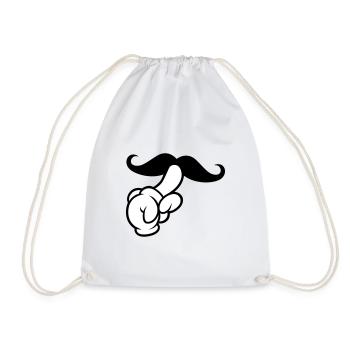 Comic Hand Moustache - Turnbeutel - Weiß - Vorne