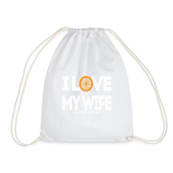 Love When My Wife Lets Me Go Mountain Biking - Drawstring Bag - white - Front
