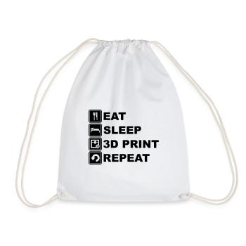 Manger, dormir, imprimer en 3D, répéter, imprimer en 3D, imprimer - Sac de sport léger - blanc - Devant