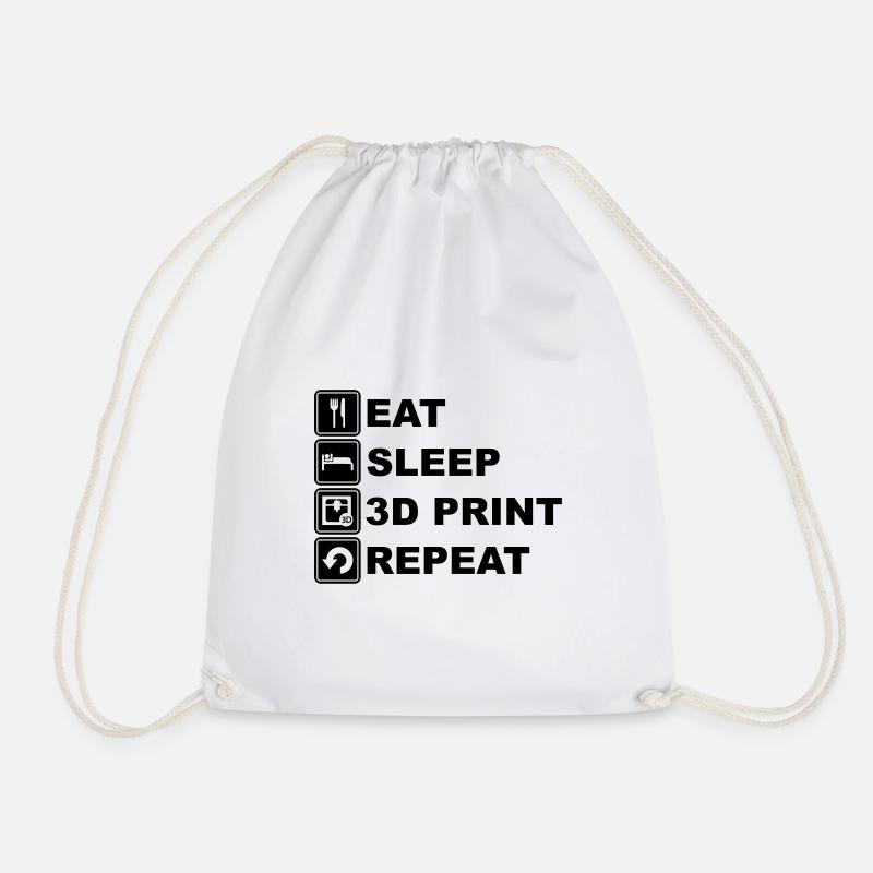 Eat, sleep, 3D Drucken, repeat, 3D Drucker, print - Turnbeutel - Weiß
