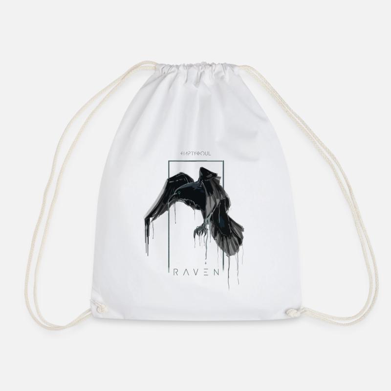 Raven art - Drawstring Bag - white