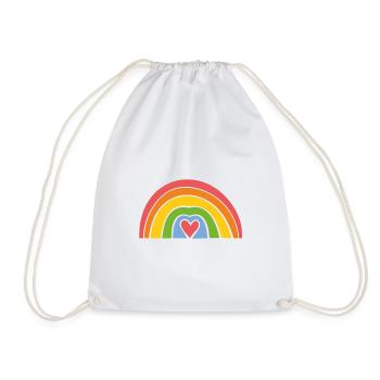 Regenbogen mit Herz - Turnbeutel - Weiß - Vorne