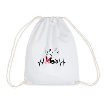 Battement de coeur et écouteurs - Sac de sport léger - blanc - Devant