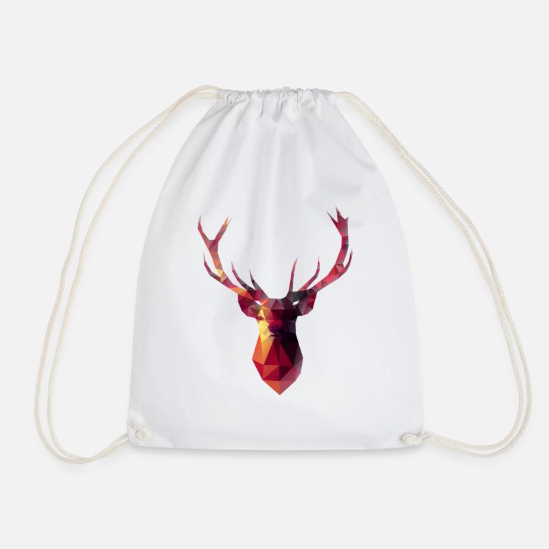 Red Stag - Drawstring Bag - white