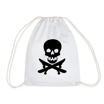 Skateboard - Drawstring Bag - white - Front