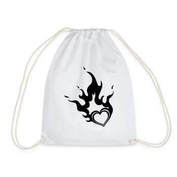 burning heart - Drawstring Bag - white - Front