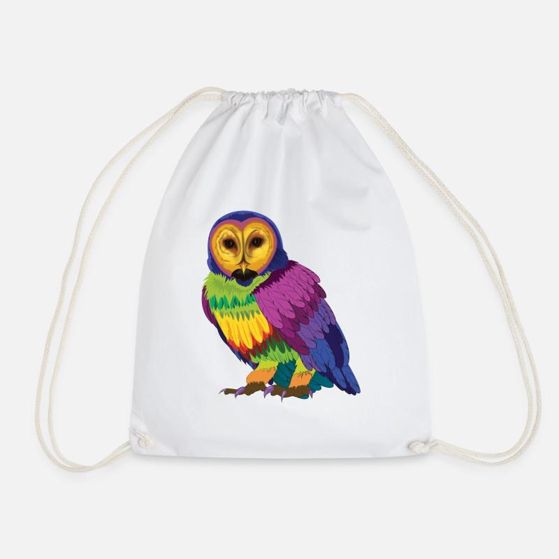 Rainbow owl - Drawstring Bag - white