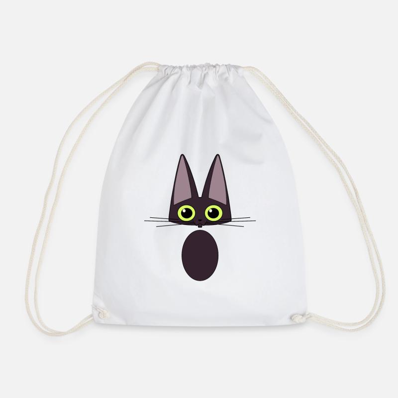 Schwarze Katze - Turnbeutel - Weiß