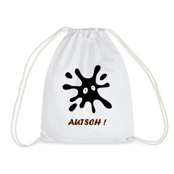 black spot with eyes - Ouch - Drawstring Bag - white - Front