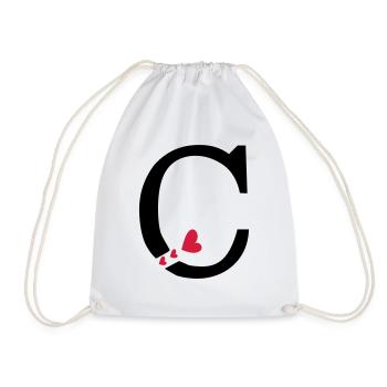Capital lettre C avec des coeurs - Sac de sport léger - blanc - Devant