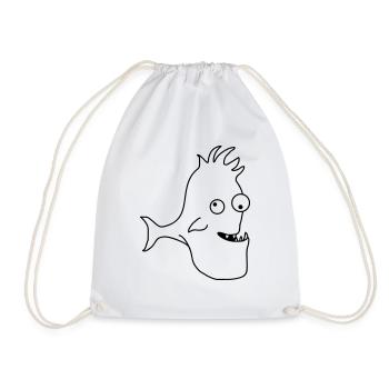Stupid Crazy Comic Fish - Turnbeutel - Weiß - Vorne