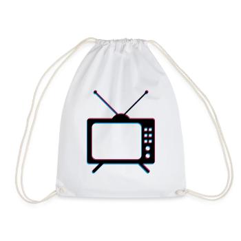 3d fernseher tv retro antenne bildschirm fernsehen - Turnbeutel - Weiß - Vorne