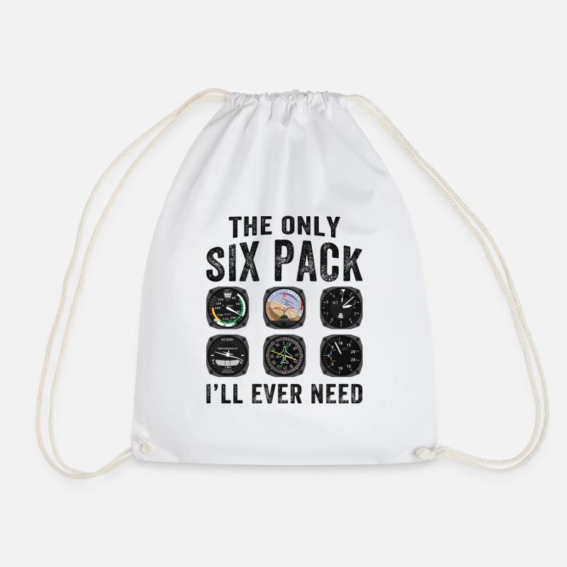 Pilots Six Pack Airplane Instruments - Drawstring Bag - white