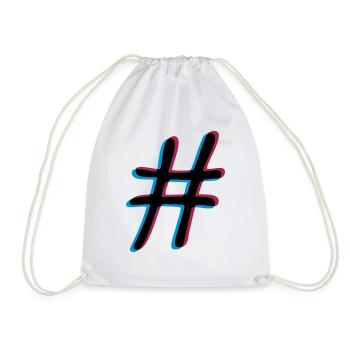 3D Effekt Hashtag - Turnbeutel - Weiß - Vorne